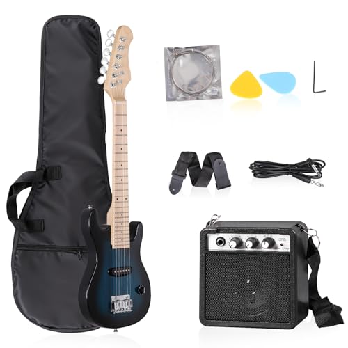 Epetlover 30 Inch Kids Electric Guitar, Complete Beginner Kits with 5W Amplifier, Picks, Gig Bag, Strap, Cable & Accessory Kit for Kids/Girls/Boys/Starters, Blue