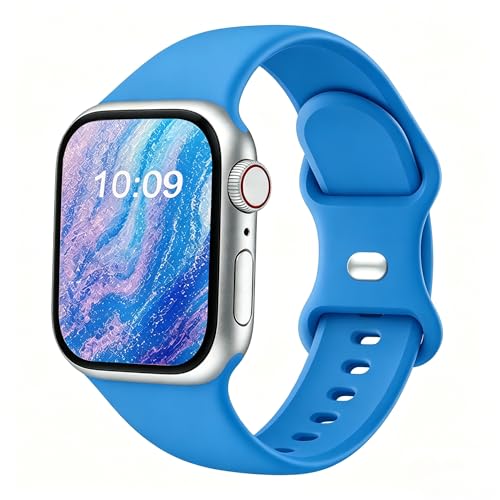 Image of Sport Bands Compatible with Apple Watch Band Women Men 40mm 38mm 41mm 42mm 44mm 45mm 46mm 49mm ,Soft Wristband Waterproof Replacement Strap for iWatch Bands Series 11 10 9 8 7 6 5 4 3 2 1 SE Ultra Blue