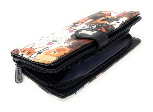 Shag Wear Puppy Dog Doggie Crowd Large Animal Wallet for Women and Teen Girls Vegan Faux Leather 7" Black3