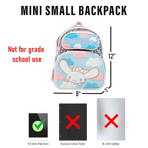 SANRIO Cinnamoroll Backpack and Lunch Bag Set - Bundle with 12 Mini School Bag, Lunch Box, Bottle, Stickers, More | Cinnamoroll School Supplies for Kids4