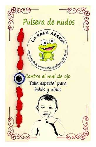 LA RANA ARANA®   Pulsera de nudos con ojo turco bebé roja   Pulsera contra el mal de ojo   Amuleto buena suerte   Hilo rojo protección energía negativa   Talla especial para niños (Sin Rana)