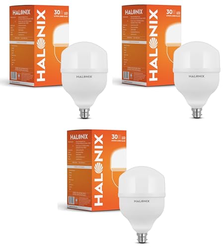 Halonix 30W LED Light Bulb | Cool Day Light (6500K) |Pack of 3 |Energy Efficient| 4kv Surge Protection |Base- B22