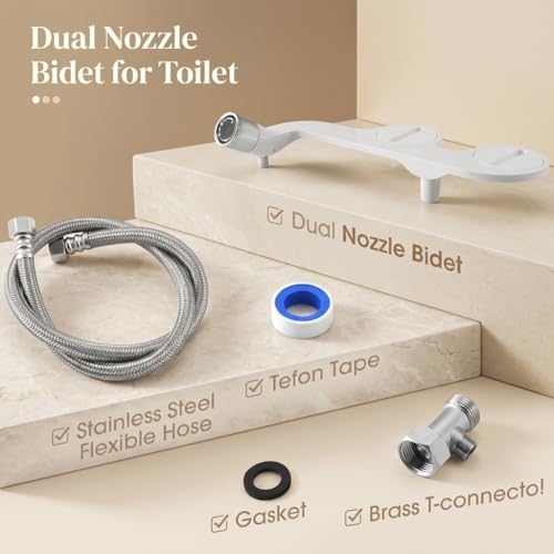 Image of HASTHIP Toilet Bidet Attachment for Toilet Seat, Non-Electric Mechanical Dual Nozzle Bidet Sprayer, Bidet Spray for Toilet with Knob Control Adjustable Water Pressure for Feminine and Rear Wash