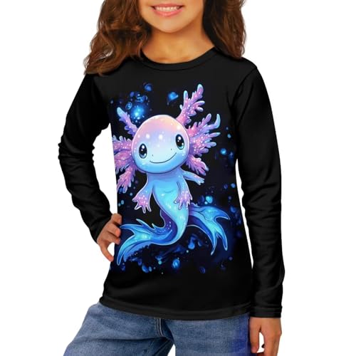 Girls Long Sleeve Shirt with Cute Graphic Casual Pullover Tops 3-16Y4