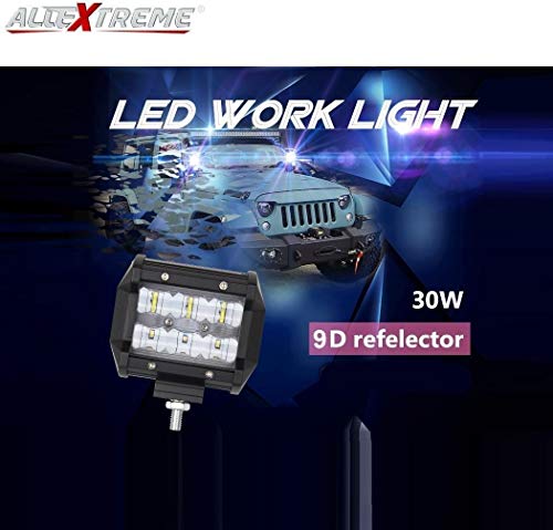 Image of AllExtreme EX4IRW2 4 Inch 9D Reflector CREE LED Light Off-road Work Light External Headlight with Brackets for Truck Car ATV SUV Jeep Van (30W, White Light, 2 PCS)