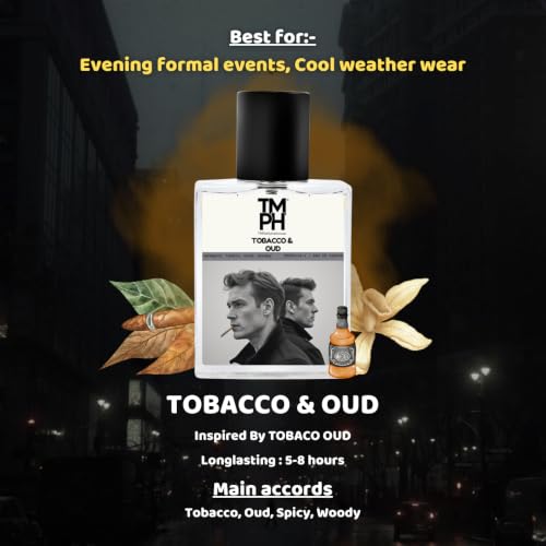 Image of TMPerfumehouse Tobacco & Oud EDP for Men | Warm, Smoky & Long Lasting Perfume Spray | Warmspicy, Tobacco & Woody Fragrance | Luxury Gift for Him | TMPH | 50ml