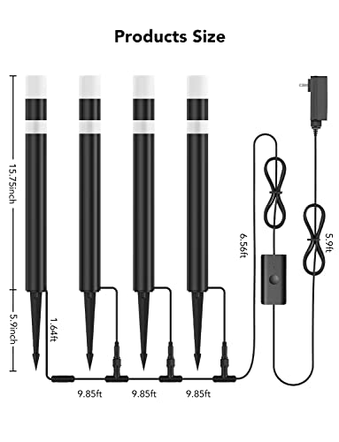 Govee Outdoor Pathway Lights, Wired 4 Pack Outdoor Lights 250Lm, Rgbic Aluminum Walkway Lights With App Control, Ip65 Low Voltage Landscape Lighting For Yard, Garden And Patio, Works With Alexa #TOP5