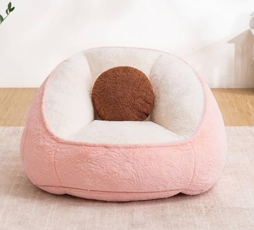 HOMMPA 3FT Bean Bag Chair with Pocket Faux Rabbit Fur Bean Bag for Teens & Kids Comfy Lounge Lazy Floor Sofa Accent Chair for Living Room, Bedroom,Dorm,Peach Pink - image 1