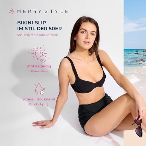 Merry Style Damen Bikinislip MS10-119 Bikinihose Bauch Weg Effekt (Schwarz (9240), 36)