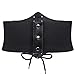 WHIPPY Women's Lace-up Corset Elastic Waist Belt, Tied Waspie Wide Belt for Women Halloween Costume, Black, XXL
