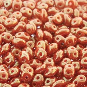 Matubo Opaque Orange/Red Luster Superduo Beads