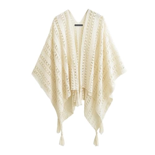 Cardigan extérieur beige style écharpe cape : finis les courants d'air