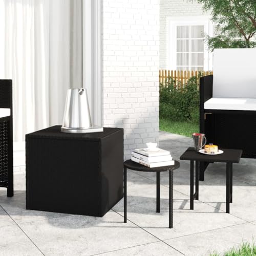 Vetnasa Mesas auxiliares de jardín 3 Piezas ratán sintético Negro Mobiliario, Muebles de jardín, Mesas de jardín Negro 7,9 KG