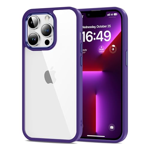 Image of HOOMIL Case for iPhone 13 Pro 6.1-Inch, Non-Yellowing, Drop Protection, Anti-Scratch Transparent Hard Back Phone Cover - Dark Purple
