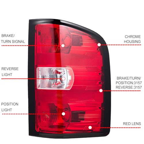 Awayet Tail Lights Compatible 2007-2013 Chevy Silverado Chrome/Red by Awayet - Used condition - Image 5
