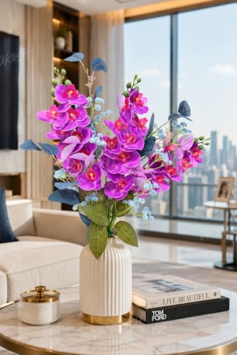 Image of Divyakosh Purple Orchid Bouquet, Artificial Flowers for Vase's (VASE NOT Included), Decorative Flower Bunch for Home Decor