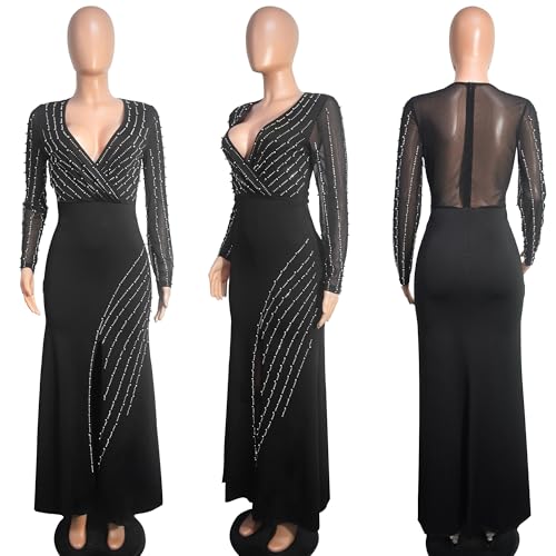 Image of Nagfar Women Rhinestone Sequin Birthday Party Sexy New Year Formal Dress