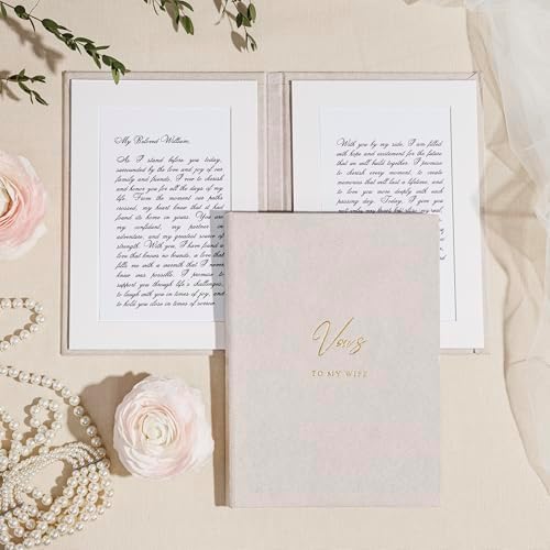 L.I.L.O.U Premium Velvet Hardcover Wedding Vow Books Set of 2 (5....