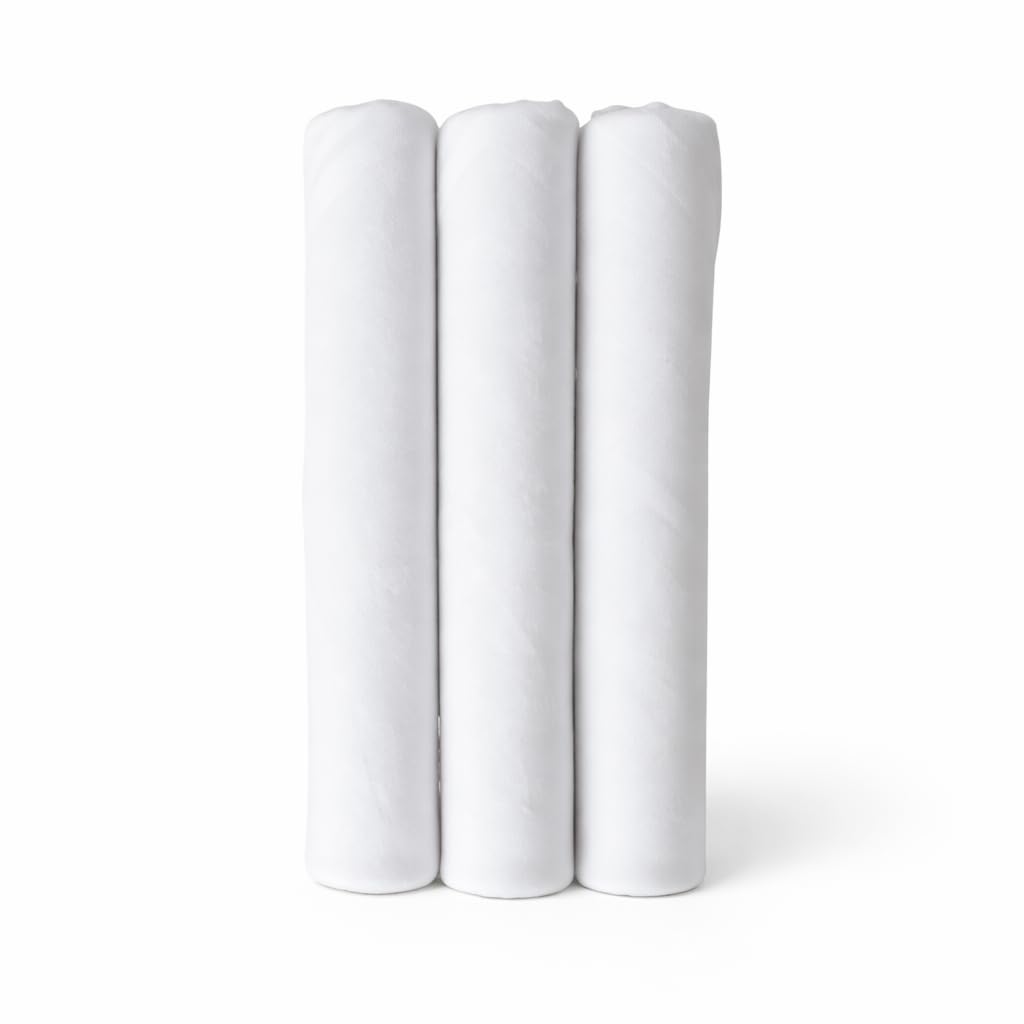 Bamboo Cotton Handkerchiefs for Men & Women | Ultra Soft Breathable Everyday Pocket Squares | Eco-Friendly Fabric for All-Day Comfort, Ideal Gifting or Daily Use | White (Pack Of 3)-image-33