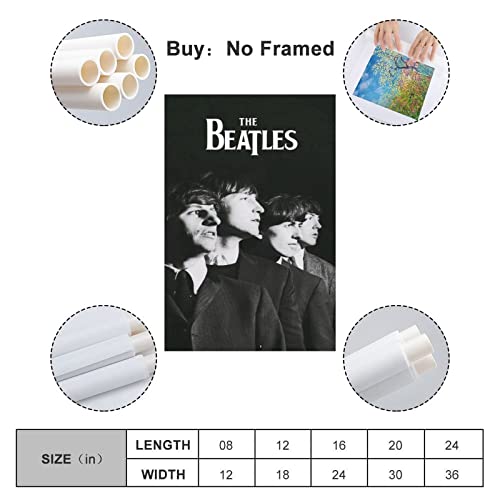 Poster décoratif sur toile The Beatles – Noir et blanc – Décoration murale – Pour chambre à coucher – 60 x 90 cm - Les Beatles, Paul McCartney, John Lennon, RIngo Starr, George Harrison Poster décoratif sur toile The Beatles - Noir et blanc - Décoration murale - Pour chambre à coucher - 60 x 90 cm – Image 3