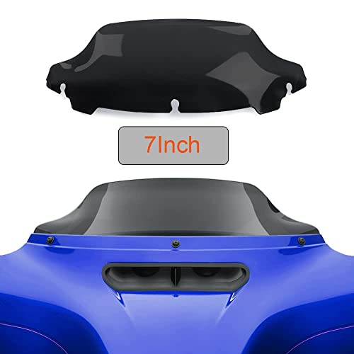 Image of Black 7 inch Wave Windshield Windscreen Wind Splitter Compatible for 2014-2024 Harley Davidson Touring Street Glide /Electra Glide /Ultra Limited /Tri Glide FLHT FLHX FLHXS FLHTK 14-23