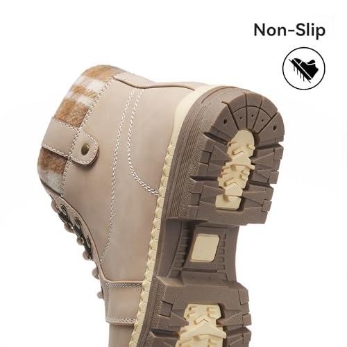 ANJOUFEMME Casual Winter Hiking Boots For Women - Womens Outdoor Snow Ankle Boots Waterproof Lightweight Lace up Fur Lined Walking Hiking Shoes - Image 6