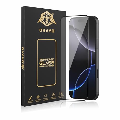 Image of OHAYO Tempered Glass Screen Protector Compatible with iPhone 15 Pro Max (6.7 inch) - 9H Hardness, Bubble-Free Installation, HD Clear, Anti-Scratch, Case Friendly Protective Glass