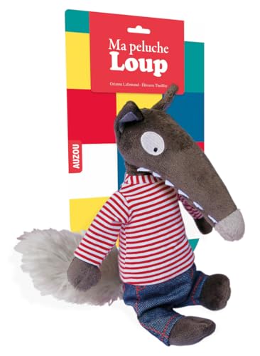 Ma peluche loup habillée - marinière et jean