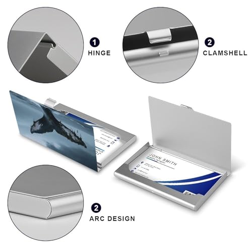 Metal Business Card Holder Ultra Slim - Beach Whale Tail Professional Aluminum Alloy Card Case with Magnetic Closure, Compact ID Credit Card Organizer Wallet for Men Women4