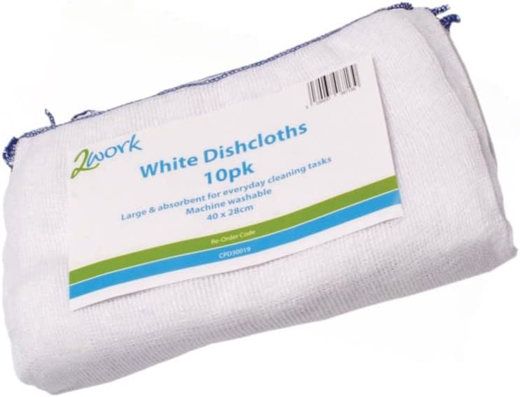 2Work Dishcloth 300 x 400 mm White (Pack of 10) 100212