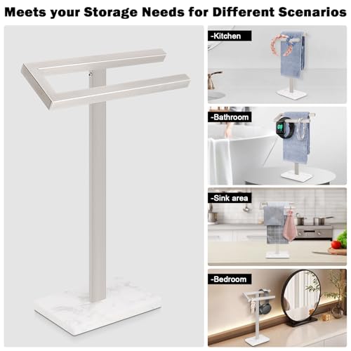 Foto de Livabber Toallero de mano de pie, soporte para toallas de mano de acero inoxidable 304 con base de mármol pesada, accesorios de baño, anillo de toalla para encimera de baño, cocina, 14 pulgadas (imagen 6)