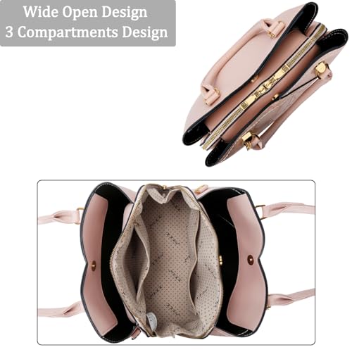 Image of KKXIU Triple Compartments Purses and Handbags for Women Fashion Ladies Satchel Shoulder Top Handle Bag