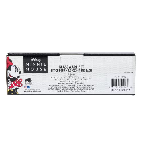 Silver Buffalo Disney Vintage Minnie Mouse 4 Pack Mini Glasses Set, 1.5 Ounce #TOP7