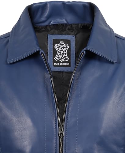 Image of fjackets Men's Real Lambskin Leather Jacket - Shirt-Collar Moto Biker Style Year-Round Wear