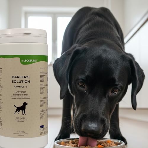 Lecker.Pet® 1 kg Barfer's Solution Complete Universal Nährstoff Mix Pulver für Hunde | Ergänzung für Hundefutter | Ausgewogene Barf Ernährung | Mit Bierhefe & Algentalk | Mineralstoffe & Vitamine
