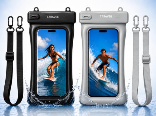 Image of Waterproof Phone Pouch, IPX8 Universal Waterproof Phone Case Dry Bag with Lanyard for iPhone 14 13 12 11 Pro Max XR X XS SE 8 Plus Samsung S23 S22 Ultra S21 S10 S9 (Floating- Black & Grey)