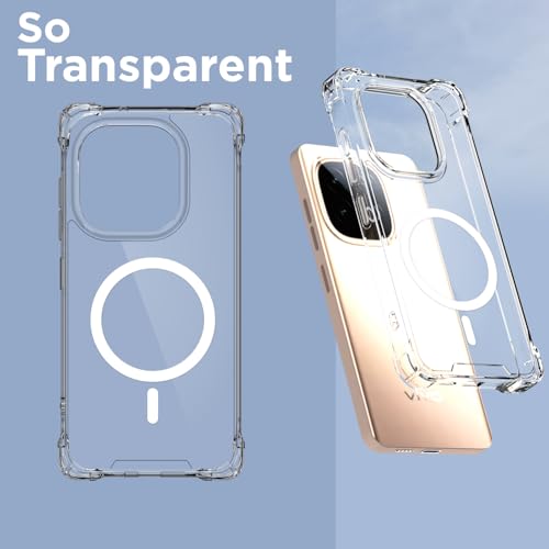 Image of Pikkme Back Cover for iQOO Neo 10 5G / Vivo Y300 GT 5G Mag-Safe Shockproof PC + TPU Protective Case Magnetic Support Bumper Case (Transparent Mag-Safe)