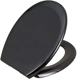 VR7-Premium Toilet Seat Soft Close - Quick Release Toilet seat White and Black - Oval, Duroplast - Easy Fixing - Antibacterial, Removable Family Toilet seat, Slow Close Toilet Seats(Black)