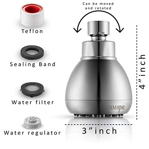 Spa High Pressuer Showerhead Chrome Anti-Leak Shower Head For Powerful Water Rain With Removable Flow Restrictor - Unique 3 Inch - 5 Years Wrranty + Free Relaxing Loofah Sponge #TOP1