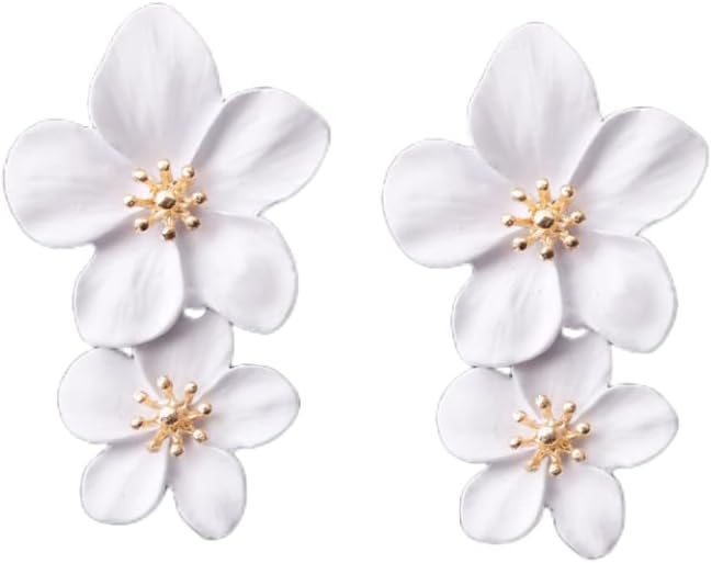 Flower Dangle Earrings Boho Layered Floral Petal Drop Earrings Hypoallergenic Lightweight Earrings Chic Flower Statement Stud Earring for Women