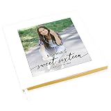 Andaz Press Personalized Sweet 16 Guest Book With Gold Accents, Classic 120 Pages 8.5'X8.5' Hard Cover Custom Photo Album Sign In For Sweet Sixteen, 16Th Birthday Party Decorations For Her, 1-Pack