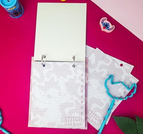 DAC - Mini Ficheiro Vertical com 2 Argolas e com 80 folhas (90g) Stitch - Capa em PVC Cristal