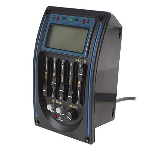 Image of Music Gallery 5 Band Eq Pre-Amp Equalizer Pickup, Acoustic Electric Guitar Preamplifier Tuner With LCD Tuner And Volume Control, Complete Kit