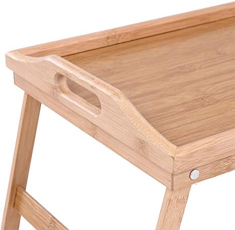 KKTONER Bamboo Bed Tray Table with Folding Legs Foldable Serving Portable Laptop Tray Snack Tray Breakfast Tray Bed Table Drawing Table (50)