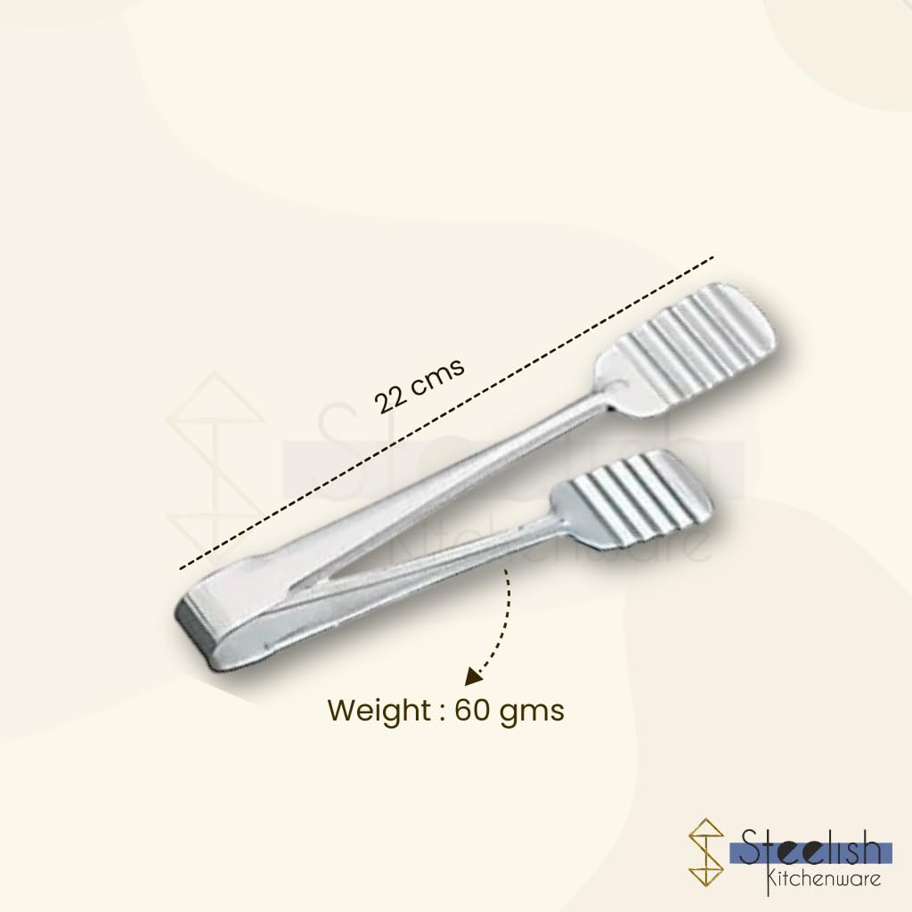 Steelish Stainless Steel Serving Tong | Multipurpose Kitchen Tool to Serve Sandwiches, Cakes, BBQ, Grilling & Buffet | Durable, Easy-Grip Tongs for Home, Hotel & Catering Use (1 Piece) 3