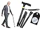 TIGA-MED Gehstock Krückstock Spazierstock | leichtes Aluminium | höhenverstellbar | faltbar | schwarz | bis 100kg | Wanderstock Gehhilfe Gehstöcke Krücken Krückstöcke
