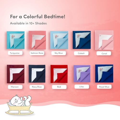Image of Mylo Baby Waterproof Mattress Protector for Baby (0-3 Years), Extra Absorbent, Soft and Reusable Quick Dry Sheets (Medium, 100cm x 70cm, Red)