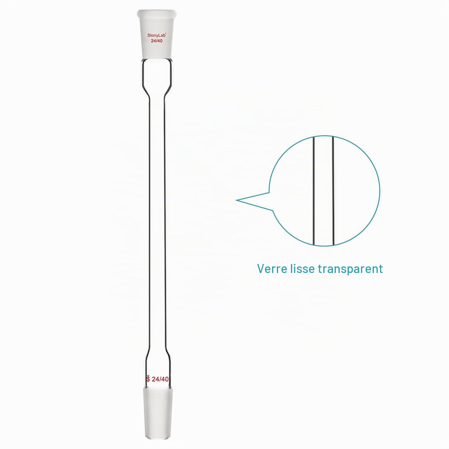 stonylab Tube de Condensation à Air, Condenseur de Reflux en Verre Borosilicaté avec Joint Standard 24/40, Longueur de Chemise 200 mm, Diamètre de 16 mm pour Expérience de Distillation