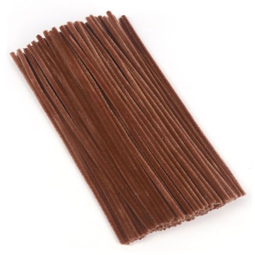 Pfeifenreiniger Braun 100 Stück Pfeifenreiniger zum Basteln 30 cm x 6 mm Pfeiffenputzerdraht Chenilledraht Pfeifenputzer Biegeplüsch Basteldraht für DIY Art Craft Projekte Dekoration