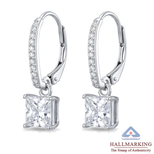 Image of TRUESILVER ACPL 925 Sterling Silver Cubic Zirconia Earrings for Women & Girls | BIS Hallmarked Drop Dangle Leverback Style | Elegant Jewelry Gift for Women